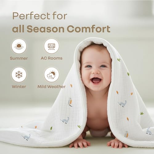 R for Rabbit Softkins Muslin Quilt Blanket for Newborn Baby 3 Layers Muslin Cotton Fabric All-Season Soft Breathable Lightweight & multipurpose Reversible Dohar, 100 x 100 cms, 0+ Months (Zebra White) - Image 4