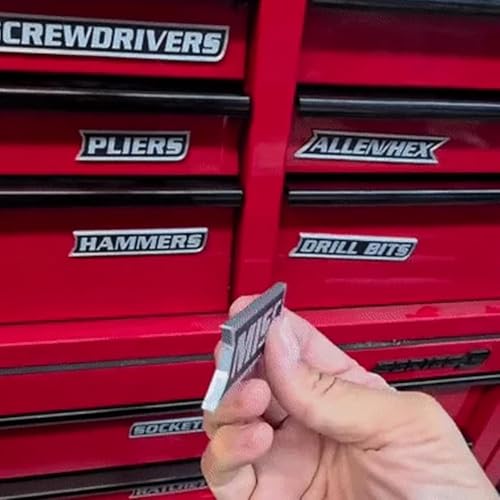 OYB 12 Pack of Magnetic Toolbox Labels, 3D-Printed Tool Box Labels, General Tool Box Organize Accessories, Reusable Labels (Black) - Image 3