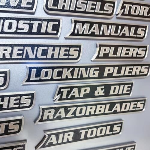OYB 12 Pack of Magnetic Toolbox Labels, 3D-Printed Tool Box Labels, General Tool Box Organize Accessories, Reusable Labels (Black) - Image 1