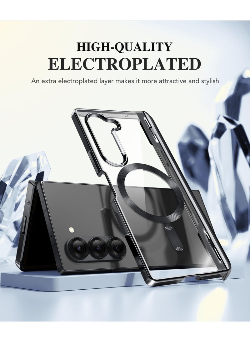 بيرفي جراب مغناطيسي مُحسّن لهاتف Z Fold 6 مع حامل قلم S، متوافق مع Magsafe، [واقي شاشة مدمج وحماية للمفصلة] جراب هاتف نحيف مطلي بالكامل لهاتف Samsung Galaxy Z Fold 6، أسود - Image 3