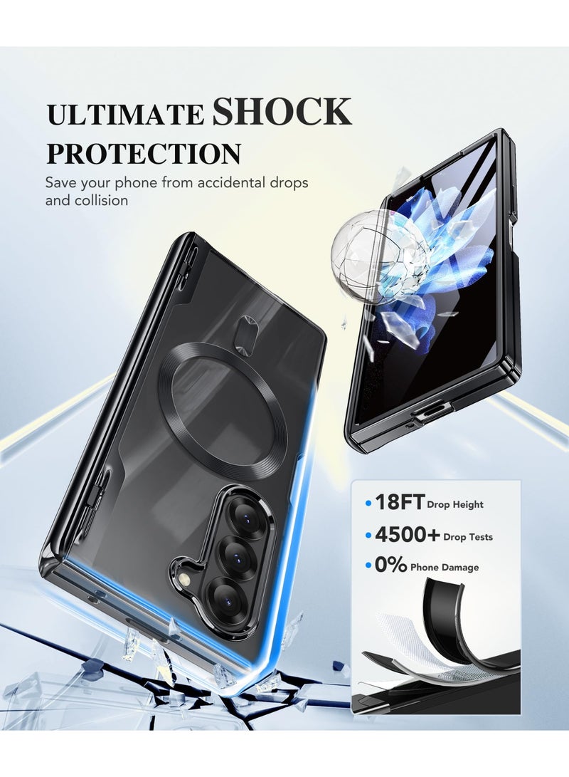 بيرفي جراب مغناطيسي مُحسّن لهاتف Z Fold 6 مع حامل قلم S، متوافق مع Magsafe، [واقي شاشة مدمج وحماية للمفصلة] جراب هاتف نحيف مطلي بالكامل لهاتف Samsung Galaxy Z Fold 6، أسود - Image 5