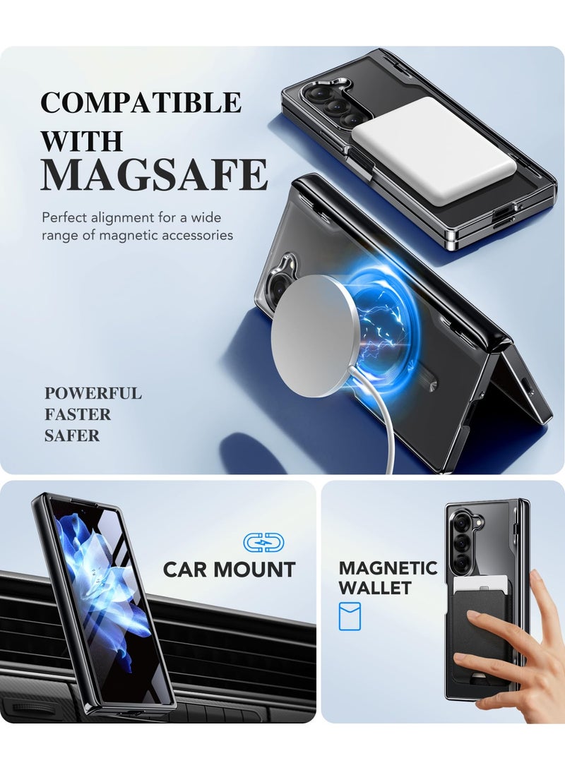 بيرفي جراب مغناطيسي مُحسّن لهاتف Z Fold 6 مع حامل قلم S، متوافق مع Magsafe، [واقي شاشة مدمج وحماية للمفصلة] جراب هاتف نحيف مطلي بالكامل لهاتف Samsung Galaxy Z Fold 6، أسود - Image 4