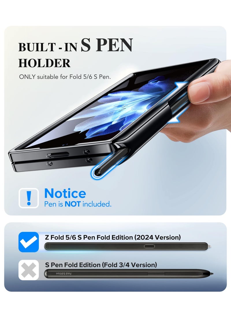 بيرفي جراب مغناطيسي مُحسّن لهاتف Z Fold 6 مع حامل قلم S، متوافق مع Magsafe، [واقي شاشة مدمج وحماية للمفصلة] جراب هاتف نحيف مطلي بالكامل لهاتف Samsung Galaxy Z Fold 6، أسود - Image 2