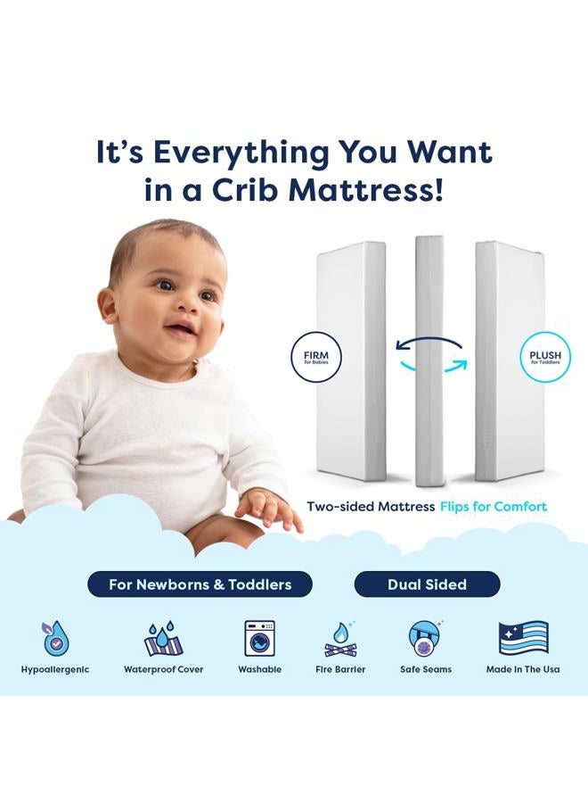 Moonlight Slumber Little Dreamer Mini Crib Mattress - Dual-Sided, 2-Stage Baby and Toddler Mattress with Plush and Extra Firm Layers and Waterproof Mattress Cover - 38"x 24"x 5" - Image 4