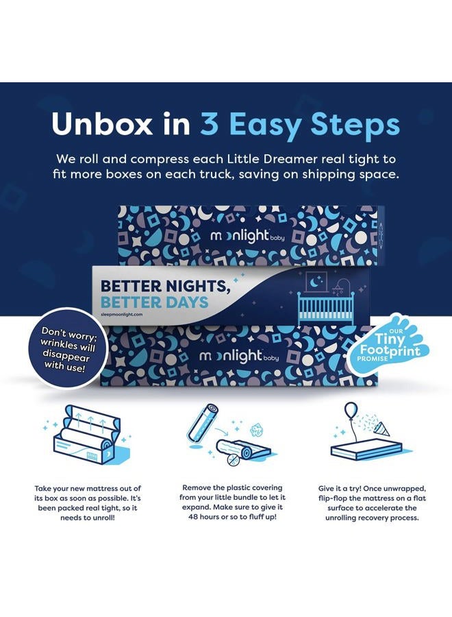Moonlight Slumber Little Dreamer Mini Crib Mattress - Dual-Sided, 2-Stage Baby and Toddler Mattress with Plush and Extra Firm Layers and Waterproof Mattress Cover - 38"x 24"x 5" - Image 5