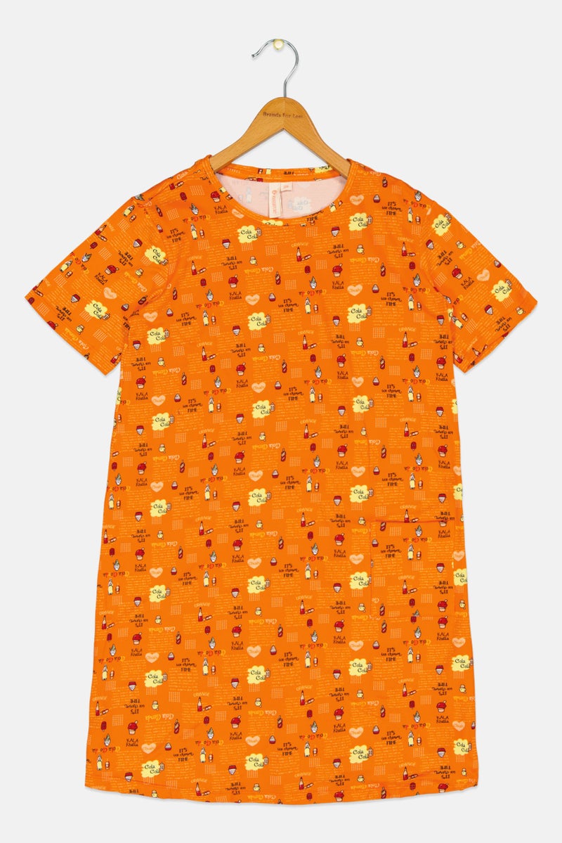 zivame Kids Girl Allover Print Sleepwear Dress, Multicolor - Image 1