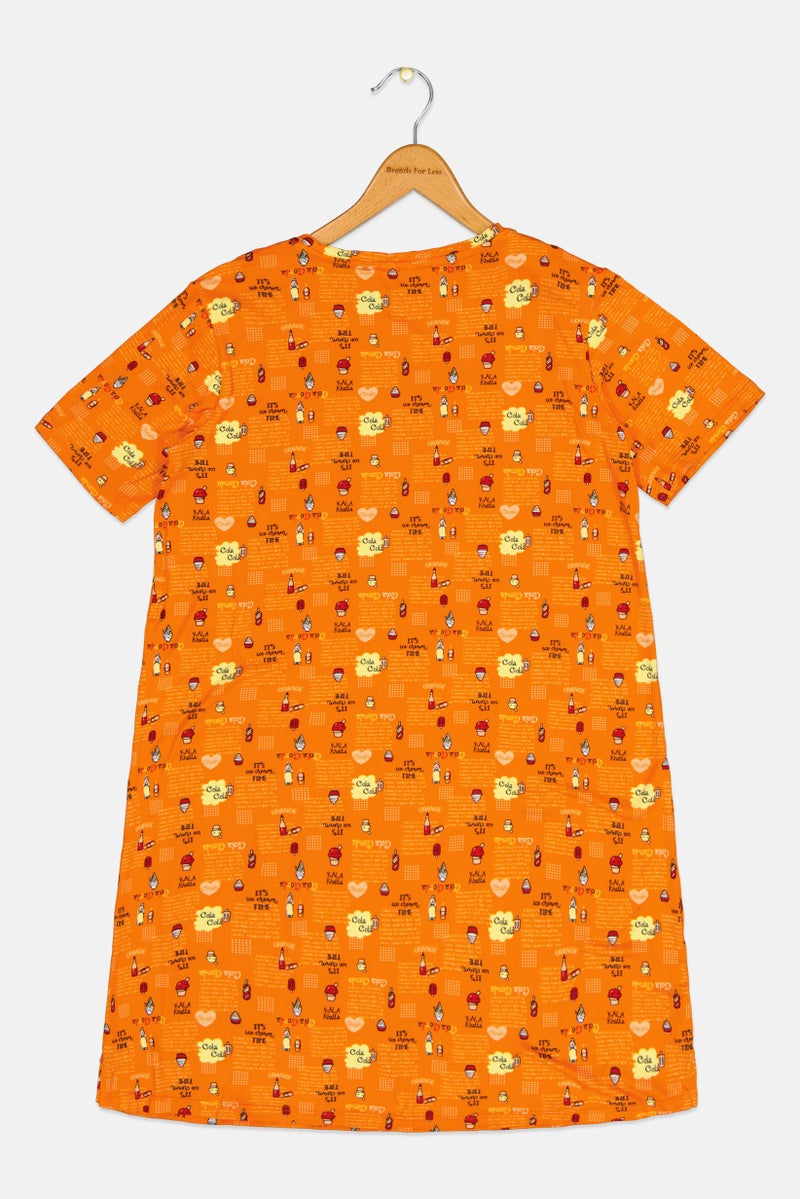 zivame Kids Girl Allover Print Sleepwear Dress, Multicolor - Image 2