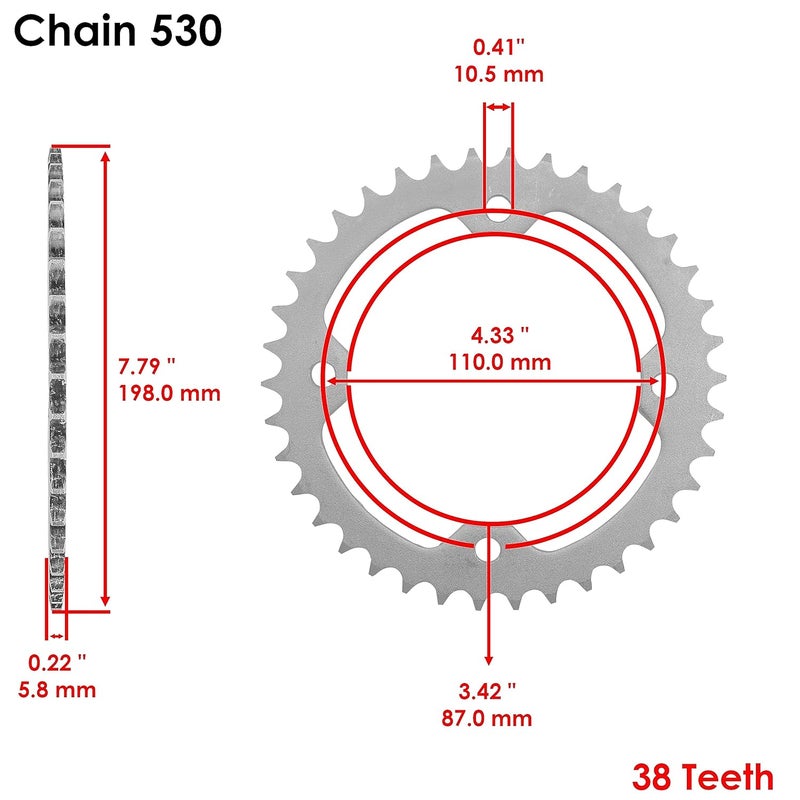 Caltric O-Ring Blue Drive Chain & Sprockets Kit for Yamaha Raptor 700R (2006-2014) - Image 4