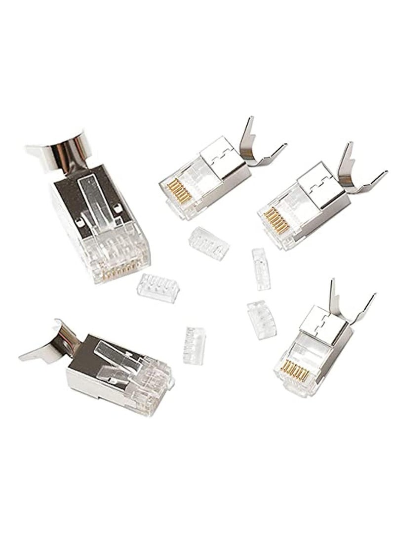دكورفي DKURVE™ RJ45 المقابس 10 حزمة درع RJ45 موصل 8P8C Cat6a Cat7 موصل تجعيد RJ45 ينتهي، موصلات تجعيد وحدات إيثرنت لسلك كابل إيثرنت صلب وقياسي ملتوي - Image 1