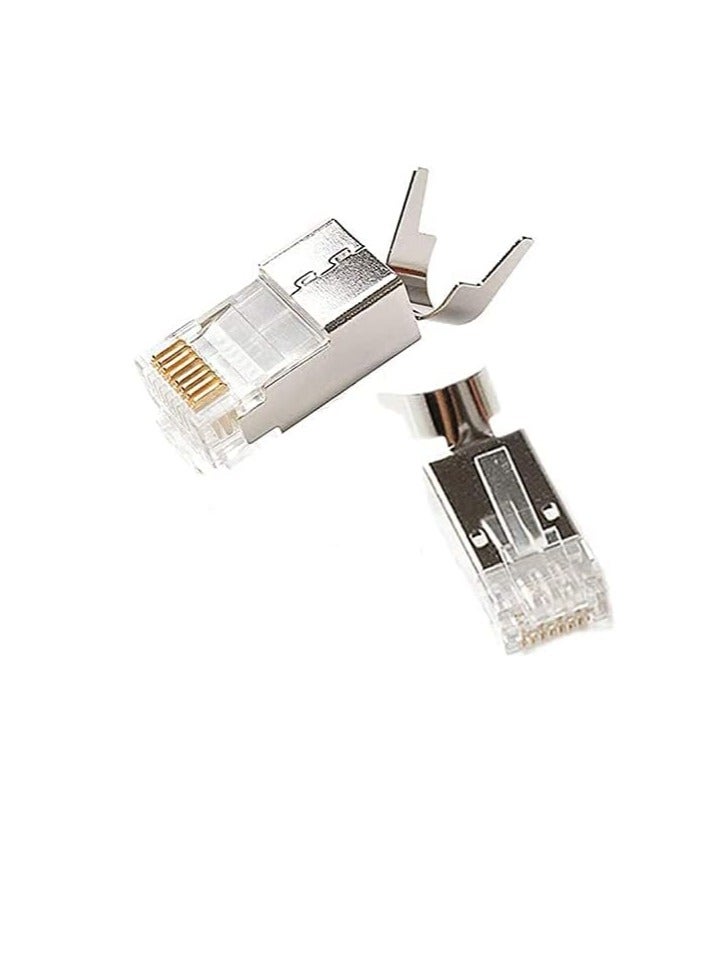 دكورفي DKURVE™ RJ45 المقابس 10 حزمة درع RJ45 موصل 8P8C Cat6a Cat7 موصل تجعيد RJ45 ينتهي، موصلات تجعيد وحدات إيثرنت لسلك كابل إيثرنت صلب وقياسي ملتوي - Image 2