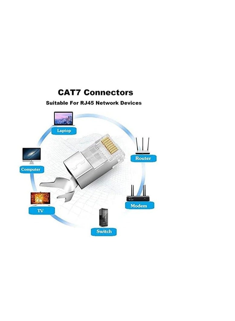 دكورفي DKURVE™ RJ45 المقابس 10 حزمة درع RJ45 موصل 8P8C Cat6a Cat7 موصل تجعيد RJ45 ينتهي، موصلات تجعيد وحدات إيثرنت لسلك كابل إيثرنت صلب وقياسي ملتوي - Image 3