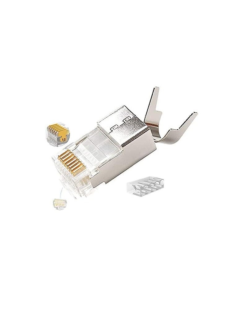 دكورفي DKURVE™ RJ45 المقابس 10 حزمة درع RJ45 موصل 8P8C Cat6a Cat7 موصل تجعيد RJ45 ينتهي، موصلات تجعيد وحدات إيثرنت لسلك كابل إيثرنت صلب وقياسي ملتوي - Image 4