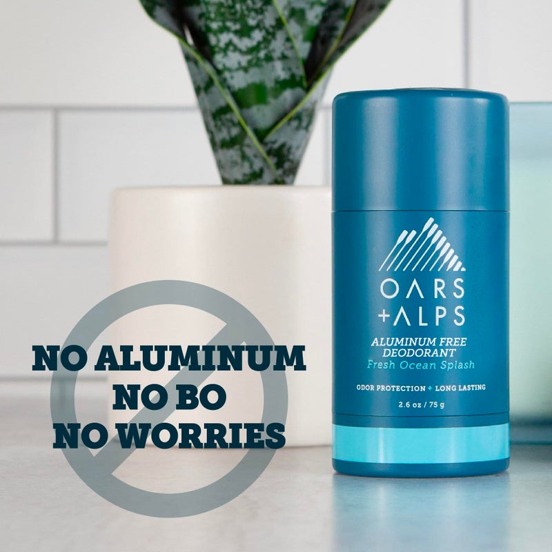 Oars + Alps Deodorant for Men & Women, Aluminum Free Deodorant for Men, Dermatologist Tested, Clean Ingredients, Non Toxic, Vegan, Long Lasting, Odor Protection, Fresh Ocean Splash, 2pk, 2.6oz - Image 4