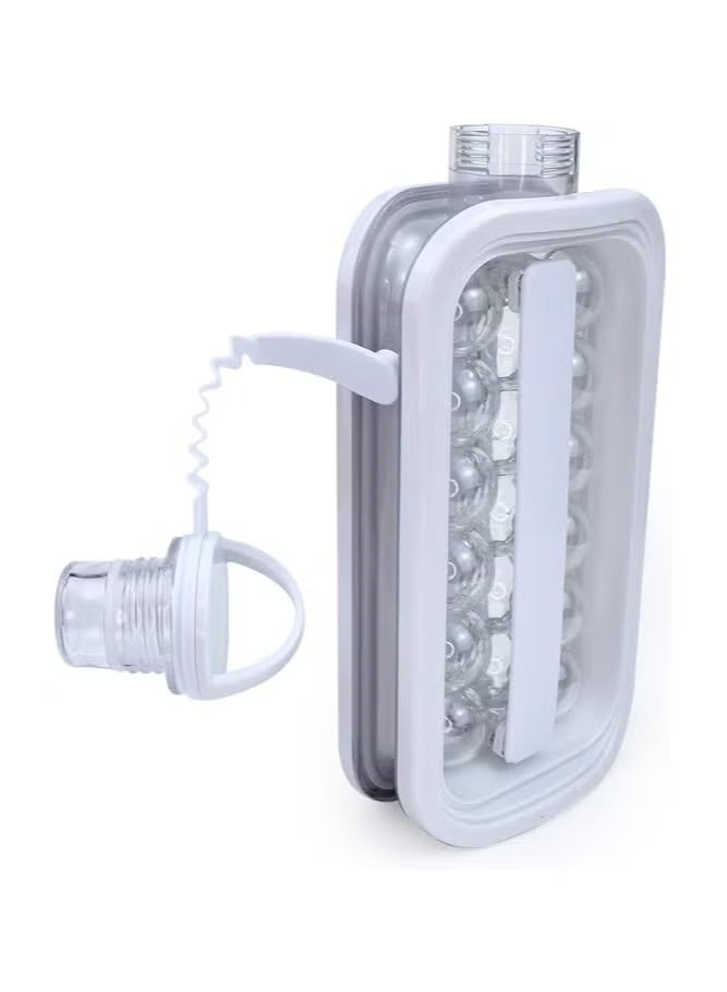 Ice Ball Maker - Easy-to-Use 2-in-1 Ice Cube Bottle, Portable Ice Ball Maker + Drink Bottle. Spill-Proof Screw Cap, 17 Ice Ball Molds - White - Image 2