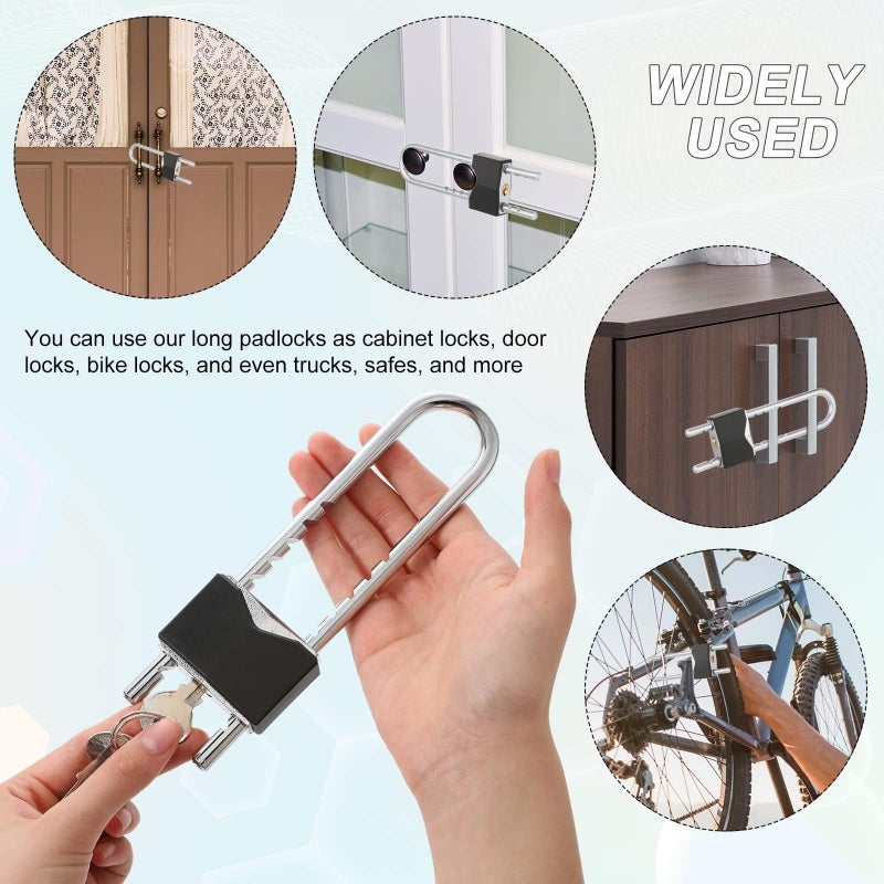 يُسلِّم قفلان طويلان مع مفتاح، مصنوعان من النحاس الصلب، قابلان للإزالة وتعديل الطول، مناسبان للبوابات والخزائن والدراجات النارية والهوائية (عرض 2 بوصة). - Image 5