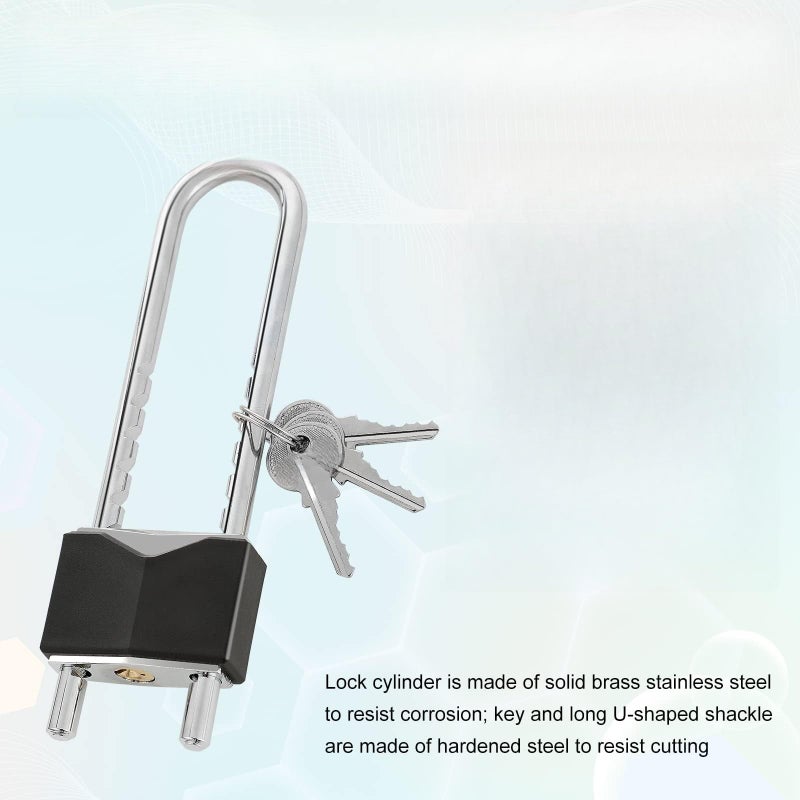 يُسلِّم قفلان طويلان مع مفتاح، مصنوعان من النحاس الصلب، قابلان للإزالة وتعديل الطول، مناسبان للبوابات والخزائن والدراجات النارية والهوائية (عرض 2 بوصة). - Image 4