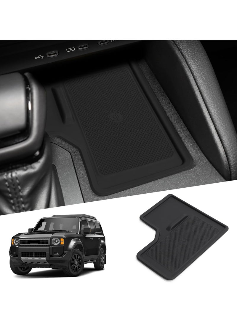 حصيرة واقية للشحن اللاسلكي للكونسول المركزي للكونسول المركزي لـ 2024 2025 تويوتا لاند كروزر برادو 250 J250 LC250 إكسسوارات سيليكون مانعة للانزلاق الداخلية (تناسب فقط الشحن اللاسلكي، القيادة اليسرى) - Image 1