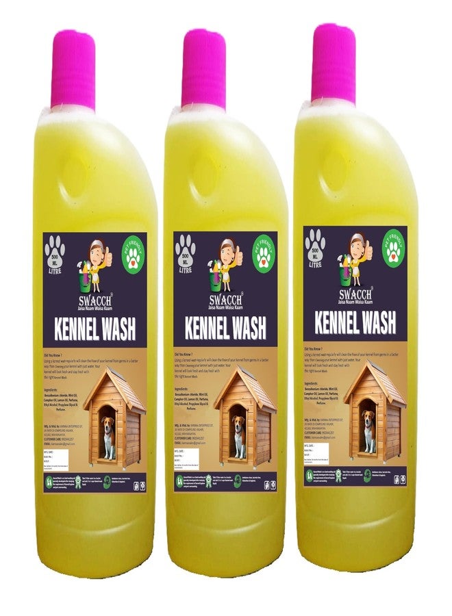 swacch Kennel Wash (500ml) (Pack of 3) Lemon I Pet Stain & Odour Remover I Pet Floor Cleaner Liquid I Dog and Cat Friendly - Image 1