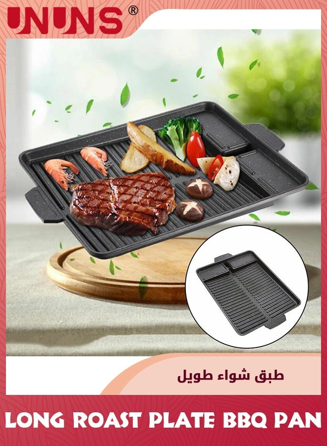 UNUNS BBQ Grill Pan,32cm Nonstick Aluminum Induction Grill Pans Korean BBQ Grill For Stove Tops,Maifan Coated Surface Non-stick Smokeless Barbecue Plate For Indoor Outdoor BBQ,Rectangle  - Image 5