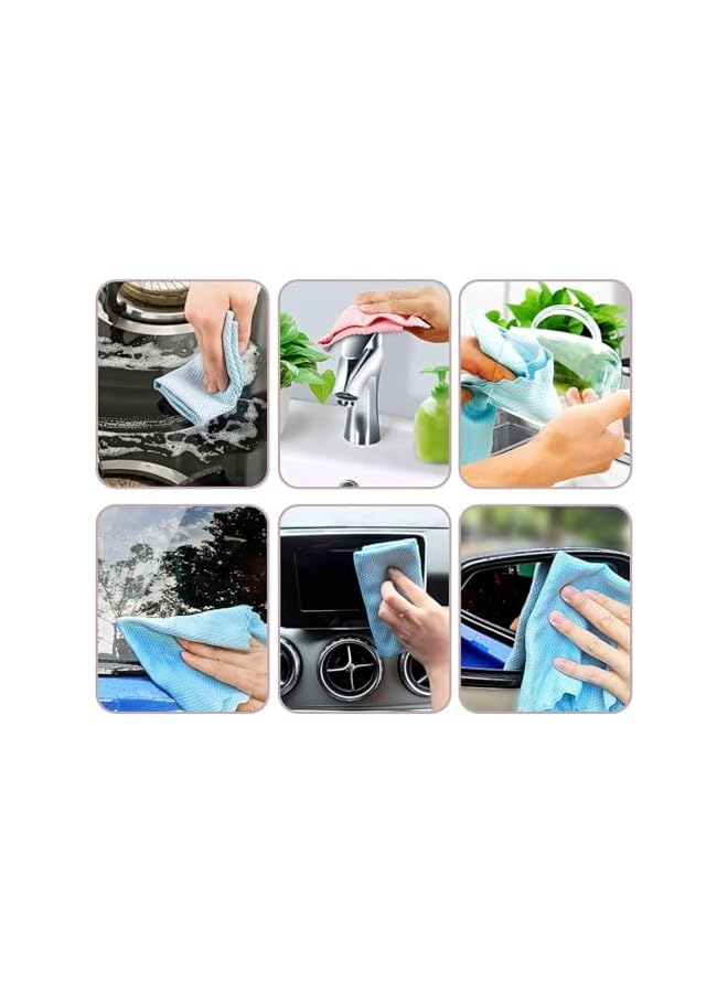 PROMASS Microfiber Cleaning Cloths Multi-Colour Pack of 10 for Glass Windows Car Kitchen Sparkling Glass and Surfaces Household Car Cleaning Towels Streak-free Towel for Glasses  - Image 2