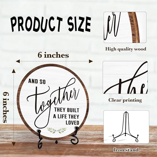 Zmyollo Home Desk Decor Sign, Rustic Wooden Sign, Together They Built A Life They Loved Wood Sign, Decorations For Home Tabletop, Gifts For Family Friend, Wooden Round With Stand-05 - Image 2