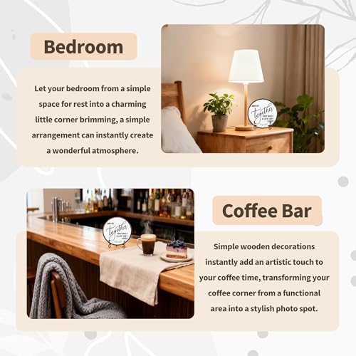 Zmyollo Home Desk Decor Sign, Rustic Wooden Sign, Together They Built A Life They Loved Wood Sign, Decorations For Home Tabletop, Gifts For Family Friend, Wooden Round With Stand-05 - Image 4