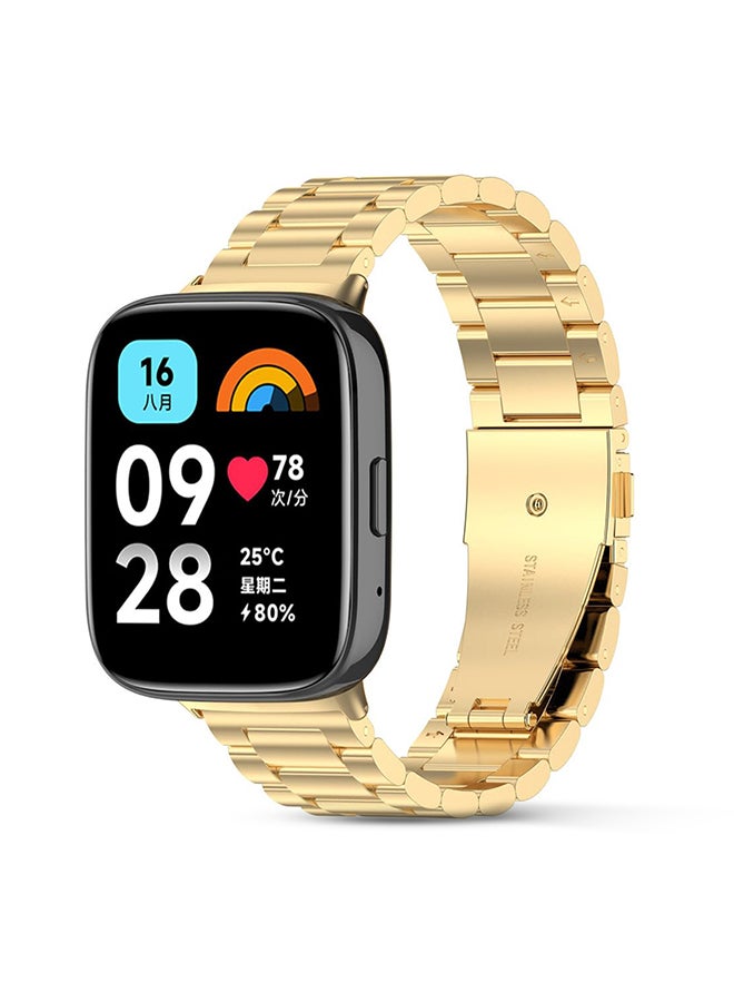 O Ozone سوار ساعة معدني لساعة Redmi Watch 3 Active/Redmi Watch 3 Lite مع سوار من الفولاذ المقاوم للصدأ للرجال والنساء - ذهبي - Image 1