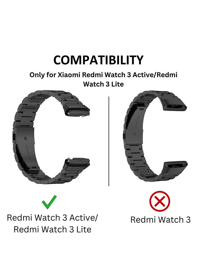 O Ozone سوار ساعة معدني لساعة Redmi Watch 3 Active/Redmi Watch 3 Lite مع سوار من الفولاذ المقاوم للصدأ للرجال والنساء - ذهبي - Image 2