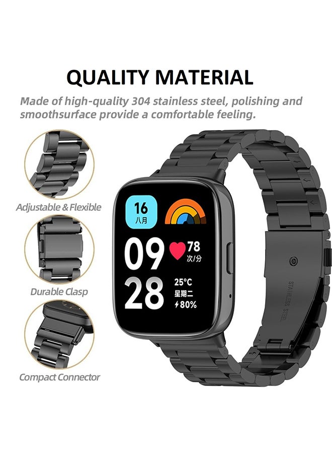 O Ozone سوار ساعة معدني لساعة Redmi Watch 3 Active/Redmi Watch 3 Lite مع سوار من الفولاذ المقاوم للصدأ للرجال والنساء - ذهبي - Image 3