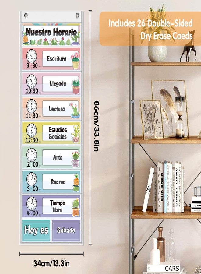 Amzoya Spanish Daily Schedule Pocket Chart for Classroom- a Versatile and Engaging Tool to Help Students Stay Organized and on Track Throughout The Day (White) - Image 2