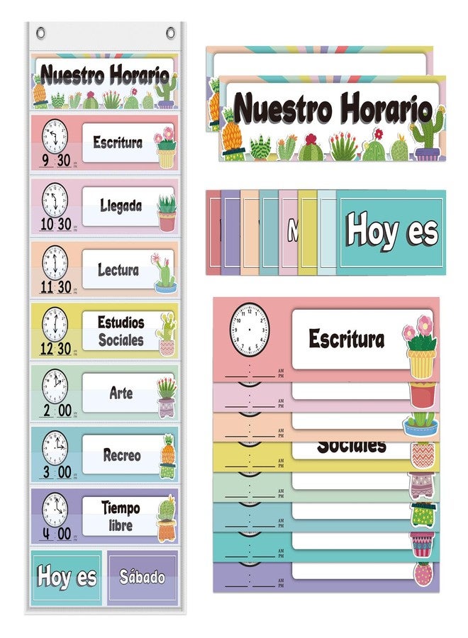 Amzoya Spanish Daily Schedule Pocket Chart for Classroom- a Versatile and Engaging Tool to Help Students Stay Organized and on Track Throughout The Day (White) - Image 3