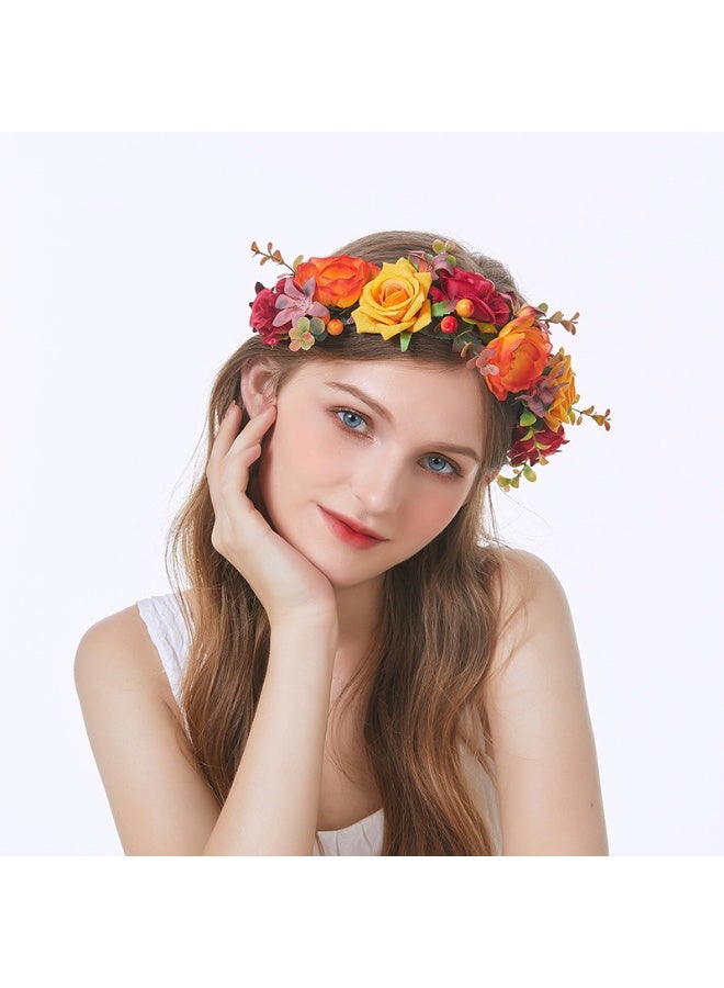 Women Floral Wedding Garland Wedding Festivals Maternity Floral Crown Garland - Image 2