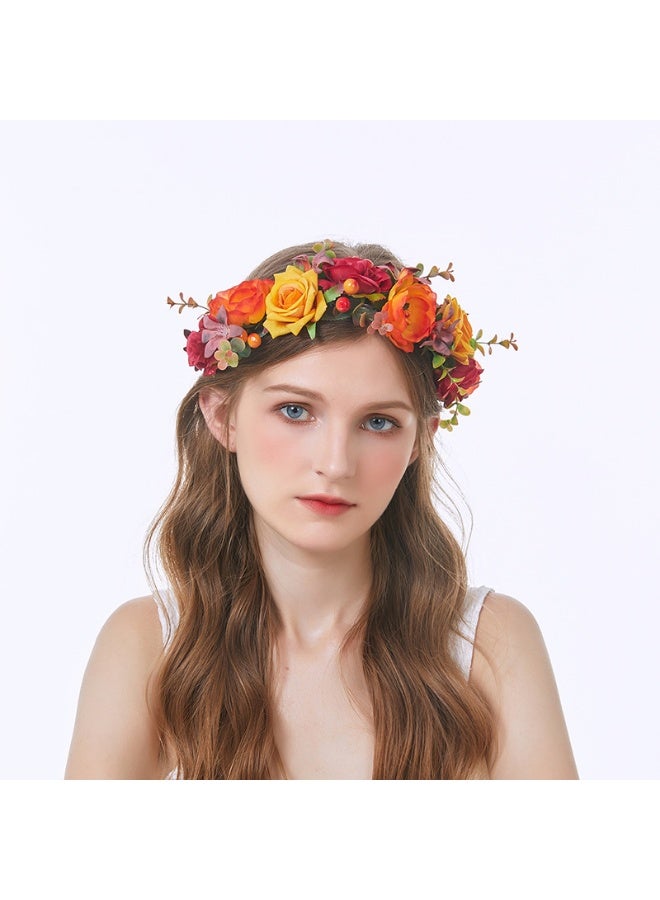 Women Floral Wedding Garland Wedding Festivals Maternity Floral Crown Garland - Image 1
