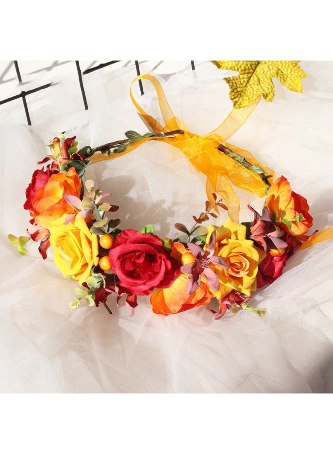 Women Floral Wedding Garland Wedding Festivals Maternity Floral Crown Garland - Image 4