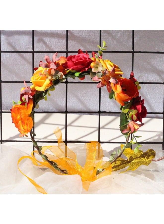 Women Floral Wedding Garland Wedding Festivals Maternity Floral Crown Garland - Image 3