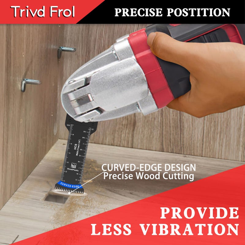 Trivd Frol 20 PCS Extra Long Oscillating Saw Blades, Curved Edge Bi-Metal and Japanese Teeth Multitool Blades Precise Cut for Wood Plastic Nails Metal, Multi Tool Blades Kits Fit Dewalt Milwaukee Bosch 70MM - Image 4
