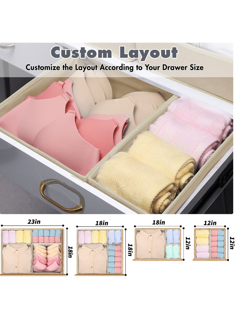 Generic Set of 6 Foldable Clothes Drawer Organizers, Beige Fabric Closet Dresser Dividers, Storage Boxes for Underwear, Panties, Socks, Shirts  - Image 4