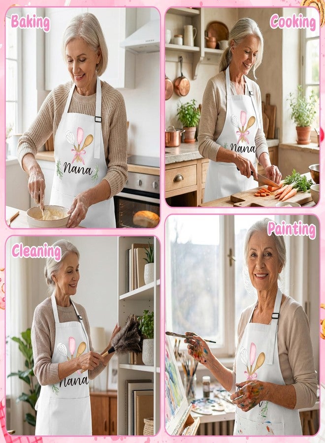 GROBRO7 Grandma Kitchen Apron Gifts - Mother's Gifts Nana Flower Pattern Adjustable Kitchen Woman Adult Size Waterproof Aprons with 2 Pockets for Dress up Birthday Baking Cooking Painting Training - Image 5