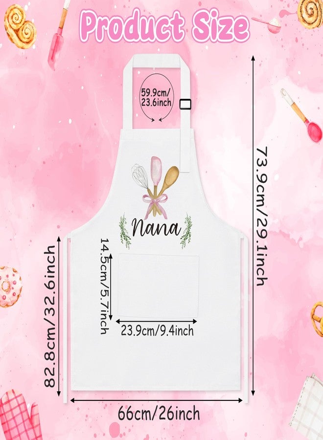 GROBRO7 Grandma Kitchen Apron Gifts - Mother's Gifts Nana Flower Pattern Adjustable Kitchen Woman Adult Size Waterproof Aprons with 2 Pockets for Dress up Birthday Baking Cooking Painting Training - Image 2