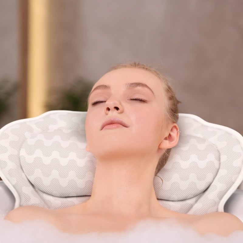 Bath Haven Bath Pillow Bathtub Pillow Back Neck Support Pillow, Spa Cushion for Tub, Relaxing Headrest Bath Pillow, Portable Washable Bathtub Accessories with 3D Air Mesh Thick Soft Bath Pillow (Deluxe) - Image 2