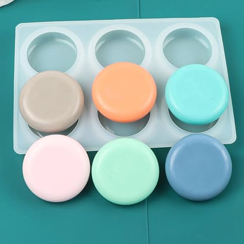 MoldBerry Silicone Soap Mold | 6 Cavity Round Soap Mould | Versatile Soap Mold for Crafting | Circular Soap Tray for Soap Making, Homemade Soap, Bath Bomb, Soap Bars (Multicolor – PK1) - Image 1