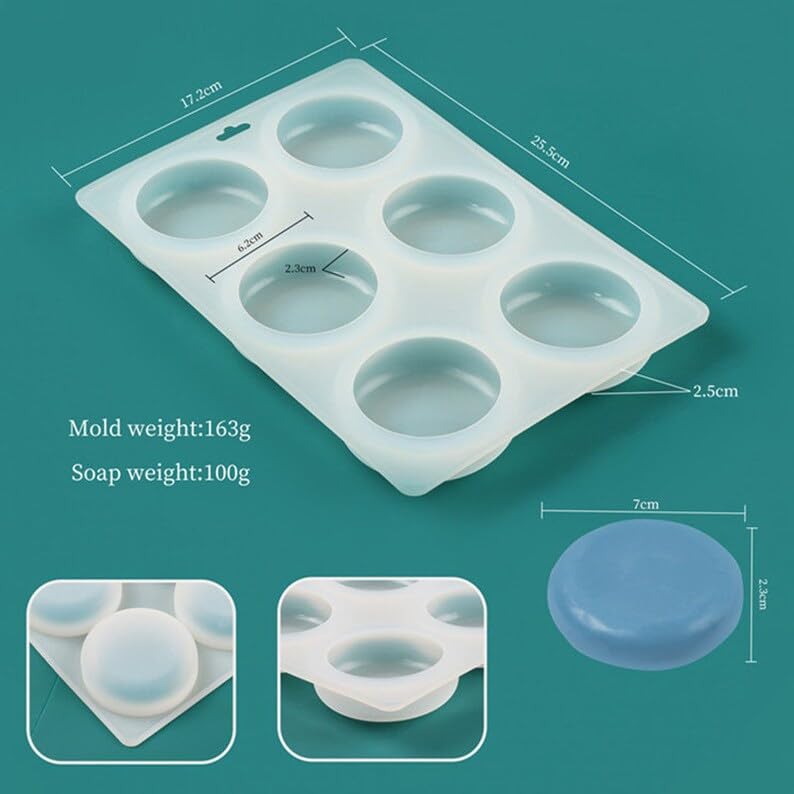 MoldBerry Silicone Soap Mold | 6 Cavity Round Soap Mould | Versatile Soap Mold for Crafting | Circular Soap Tray for Soap Making, Homemade Soap, Bath Bomb, Soap Bars (Multicolor – PK1) - Image 2