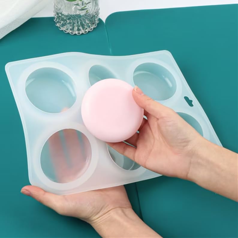 MoldBerry Silicone Soap Mold | 6 Cavity Round Soap Mould | Versatile Soap Mold for Crafting | Circular Soap Tray for Soap Making, Homemade Soap, Bath Bomb, Soap Bars (Multicolor – PK1) - Image 5
