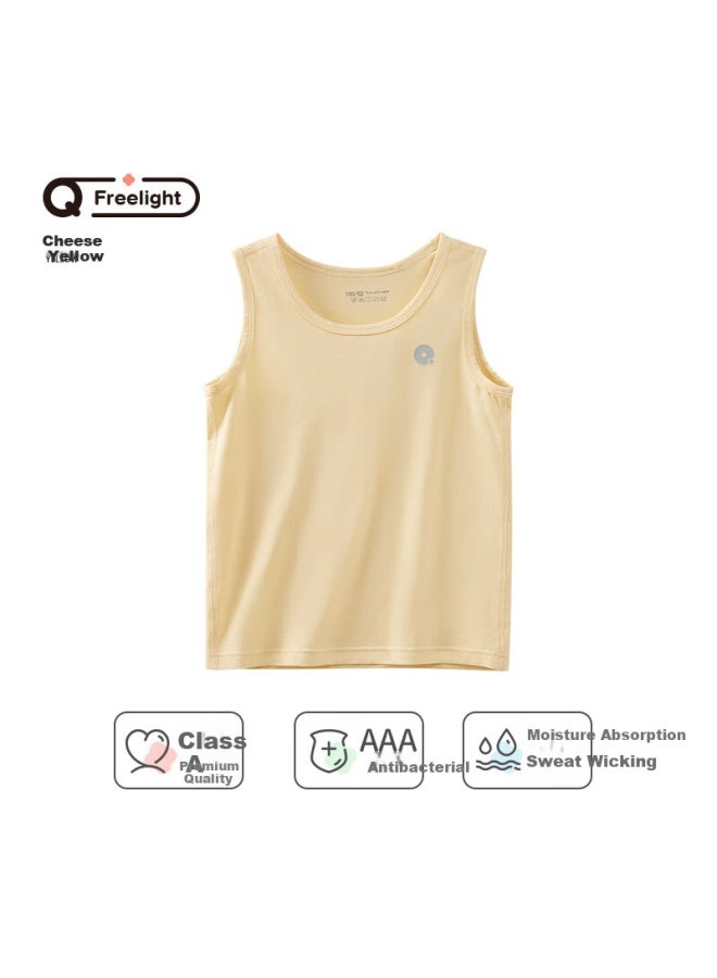 Q21 Bamboo Fiber Moisture Wicking Children's Tank Top Antibacterial Summer Class A Sleeveless Boys And Girls Baby Cheese Yellow 150cm - Image 1