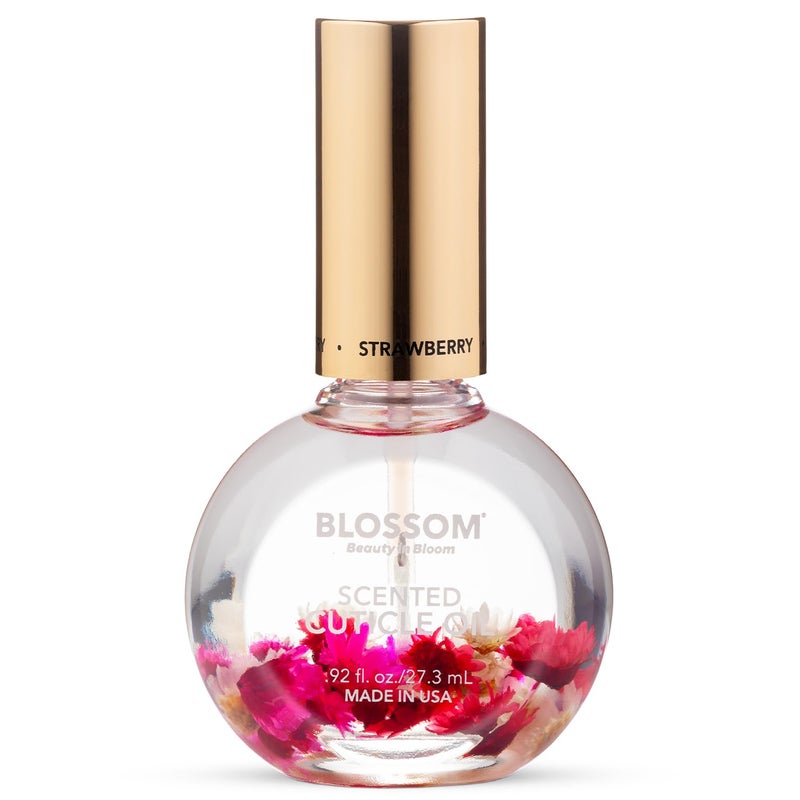Blossom Cuticle Oil for Nails Hydrating Moisturizing Scented Nail Oil Cuticle Care Infused with Real Flowers Made in USA 092 fl oz Strawberry