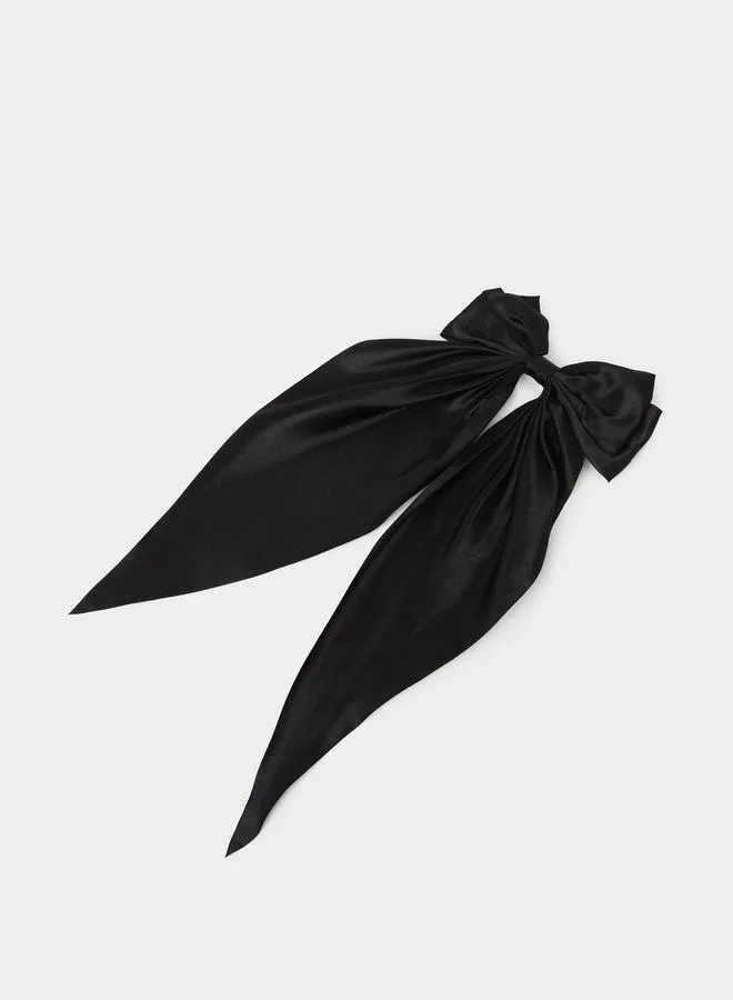 ستايلي Teen Girls Black Satan Bow Hair Clip