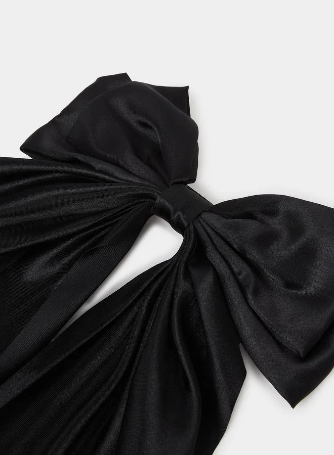 ستايلي Teen Girls Black Satan Bow Hair Clip