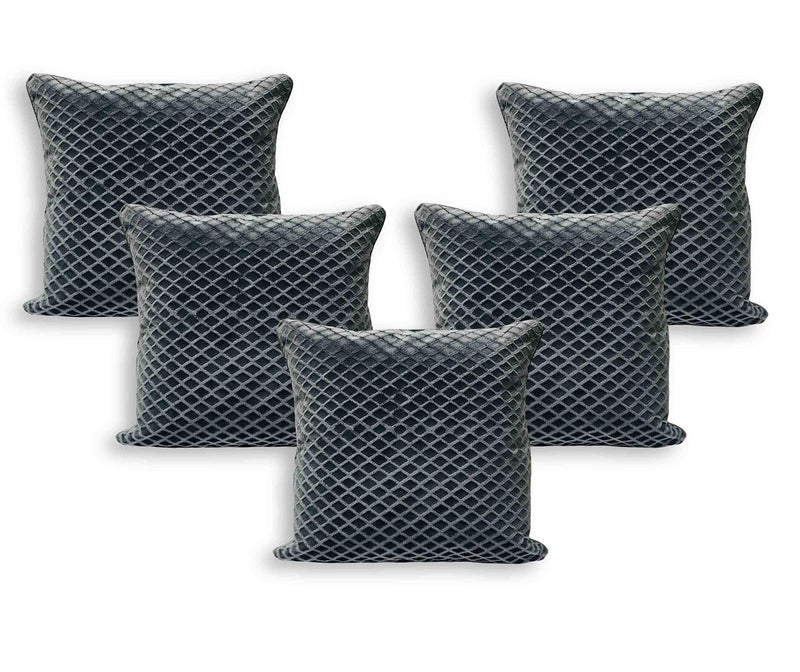 IM FAB ® Silver Velvet Self Check Design Cushion Cover,Set of 5 pcs (16 X 16 inchs or 40 x 40 cm) - Image 5