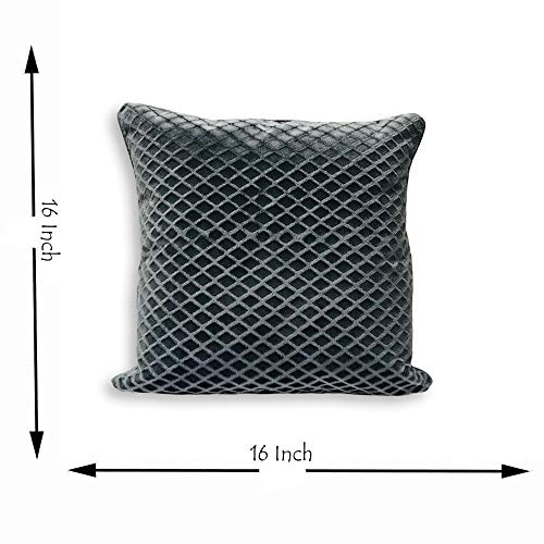IM FAB ® Silver Velvet Self Check Design Cushion Cover,Set of 5 pcs (16 X 16 inchs or 40 x 40 cm) - Image 4