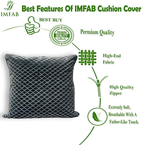 IM FAB ® Silver Velvet Self Check Design Cushion Cover,Set of 5 pcs (16 X 16 inchs or 40 x 40 cm) - Image 3